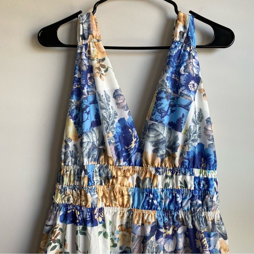 Showpo EMILY MIDI DRESS - PLUNGE TIERED MIDI IN PATCHWORK FLORAL - Picture 3 of 9